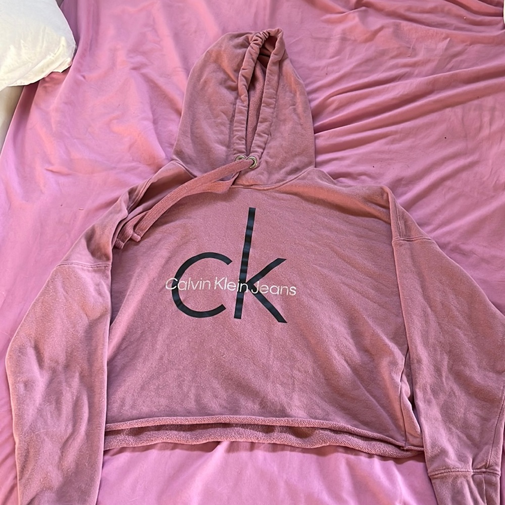 Calvin Klein pink cropped hoodie